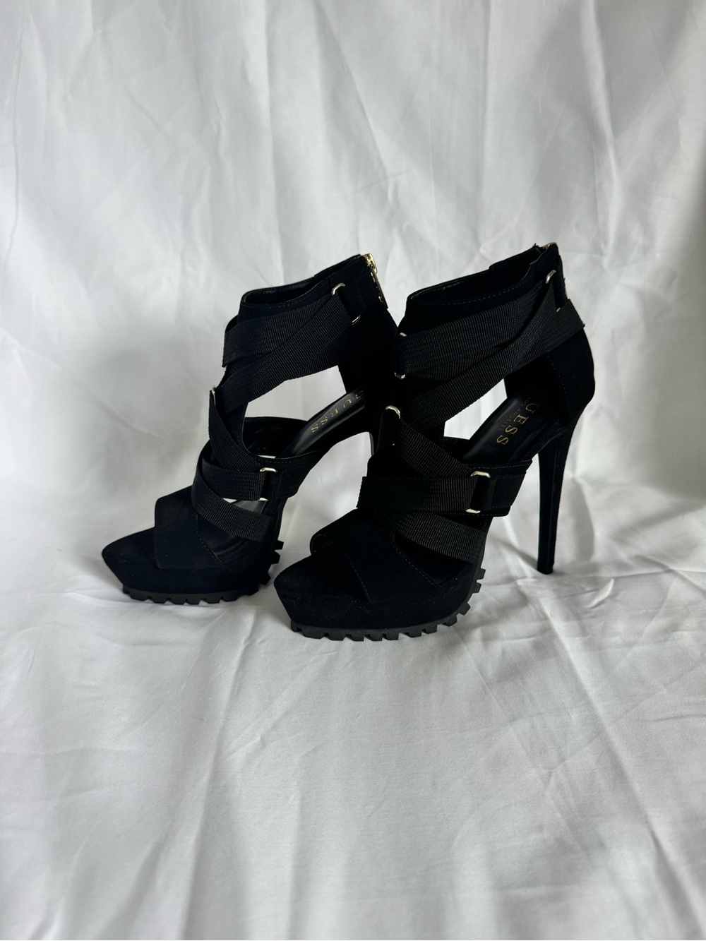 G by GUESS Black Strappy High Heel Booties